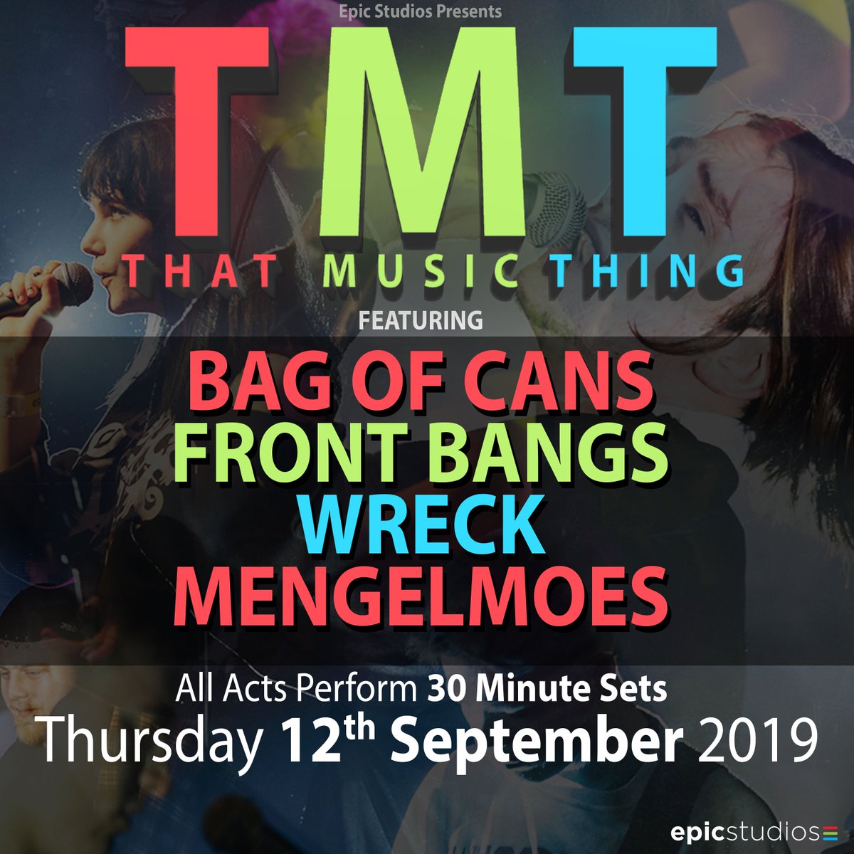 Its #TMT TONIGHT (with @BagofCans3, @frontbangs, @Mengelmoes_band & #WRECK) will be streamed live on the TMT @YouTube Channel here - youtube.com/watch?v=EtwXCG…. 1st band are #Wreck who perform at 8pm. To be in the audience click here - epic-tv.com/events/tmtsep1… (doors open at 7.30pm)