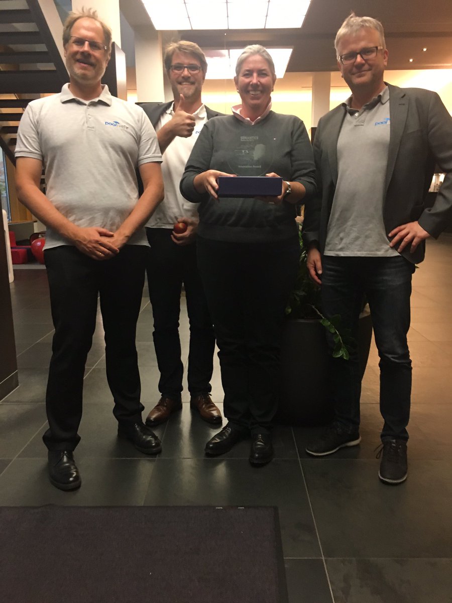 marilli42's tweet image. Very proud to get this recognition from the #Semantics2019 jury for the well perceived panel talk and the presentation on the PoC results which we performed with the @semwebcompany. Super team spirit, great engagement and collaboration.