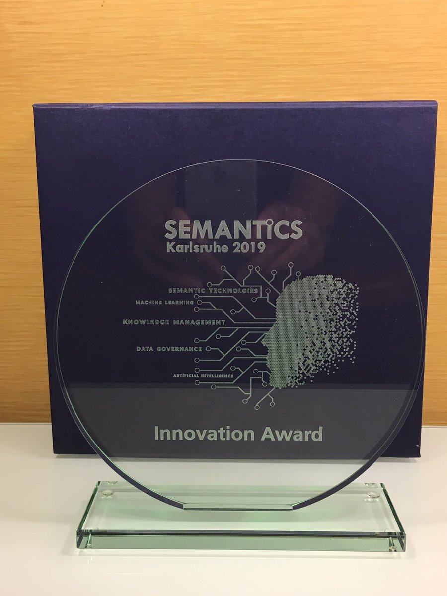 marilli42's tweet image. Very proud to get this recognition from the #Semantics2019 jury for the well perceived panel talk and the presentation on the PoC results which we performed with the @semwebcompany. Super team spirit, great engagement and collaboration.