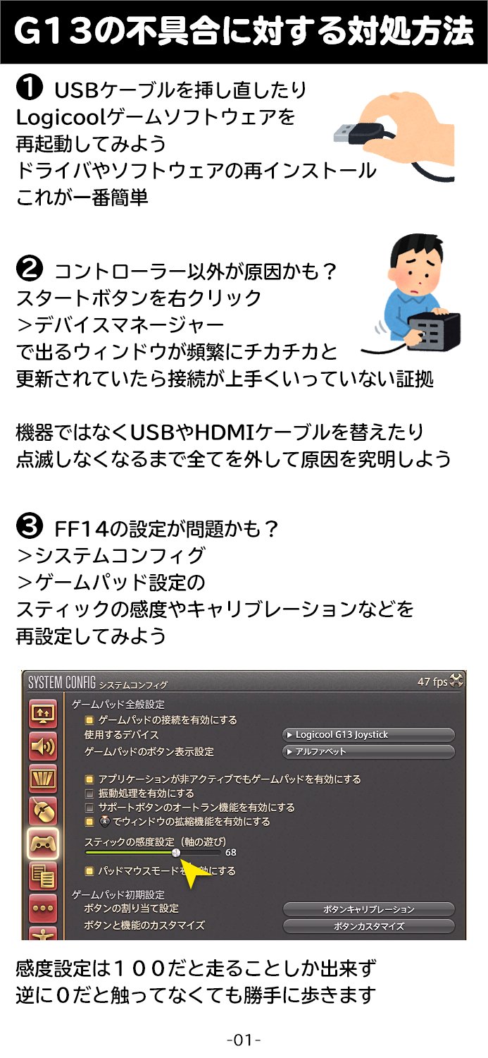 ট ইট র 澤田圭 ｷｬﾗｸﾀｰﾃﾞｻﾞｲﾅｰ Ff14ユーザーが愛用しているlogicoolの左手キーボードg13の不具合時の対処方法をまとめました 主にジョイスティック部分の不具合用なので 他のコントローラーの不具合にも効くかも 自己責任でお願いします Ff14 G13