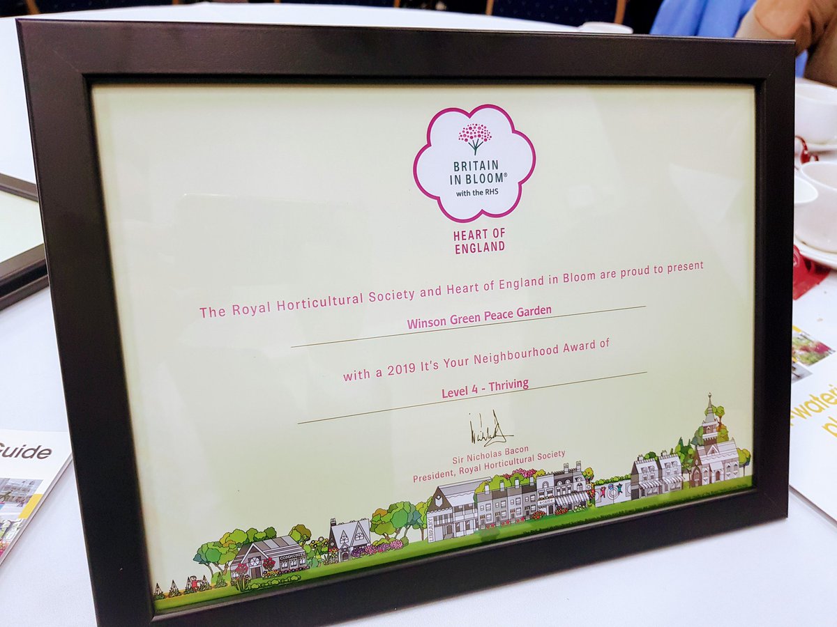 Soho1stCDT's tweet photo. Level 4- Thriving Award for Soho First CDT Environmental Group received today at Tally Ho in Edgbaston.
#heartofenglandinbloom #britaininbloom #soho1stcdt #nature #gardening https://t.co/PnN5XibXCI