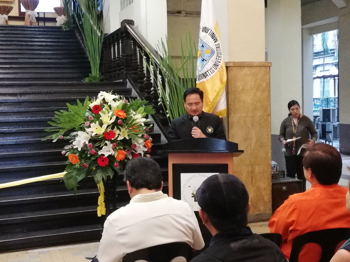 manilabulletin's tweet photo. UST Museum Director, Rev. Fr. Isidro Abaño, O.P. delivers his opening remarks. #MBHatch https://t.co/3YqAyMbyH2
