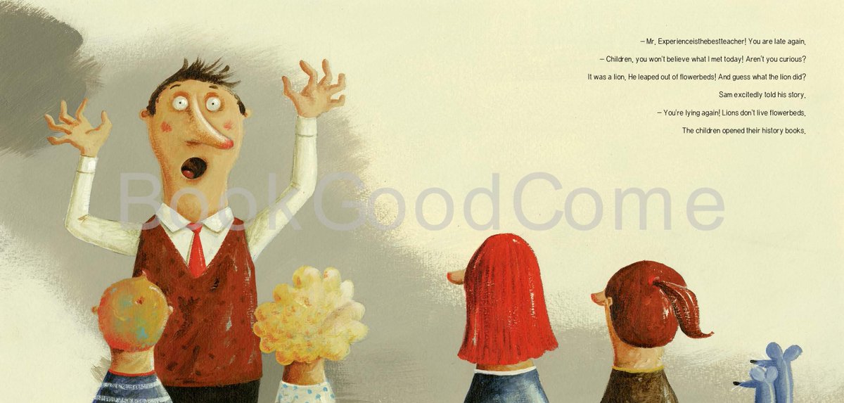 Sam es profesor y siempre llega tarde. Todas las mañanas  algo raro le pasa; un caimán le quita la mochila, tiene que acariciar a un león...  Pero sus alumnos no le creen en absoluto. Un libro de lo más divertido para empezar el cole.