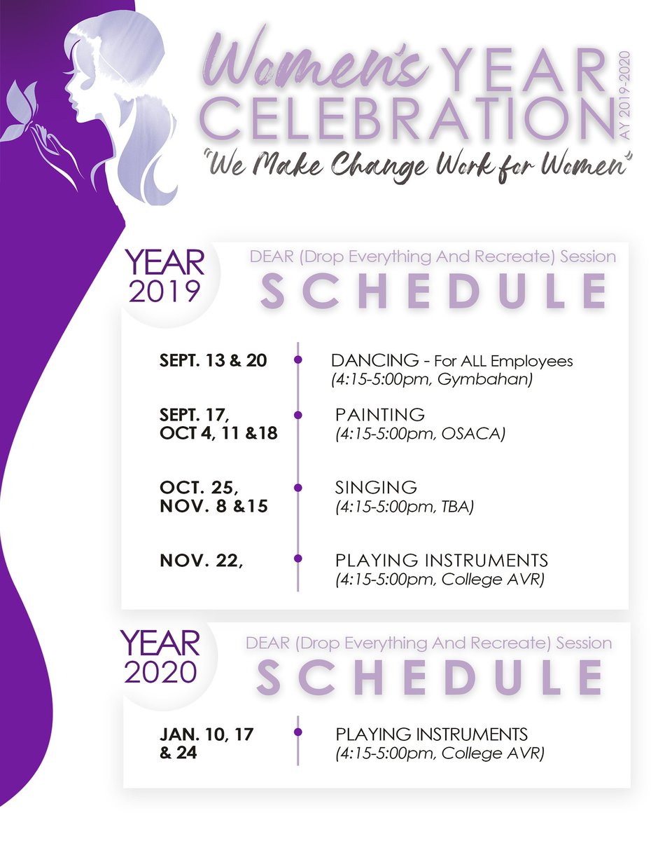 LetranBataan's tweet photo. The DEAR (Drop Everything and Recreate) Session for Letran Bataan employees officially begins with a Zumba dance workout tomorrow, September 12, 2019.
See you at St. Martin De Porres Gymbahan, 4:15PM!
#OneforWomen #ArribaLetran https://t.co/GFzmgoNq0p