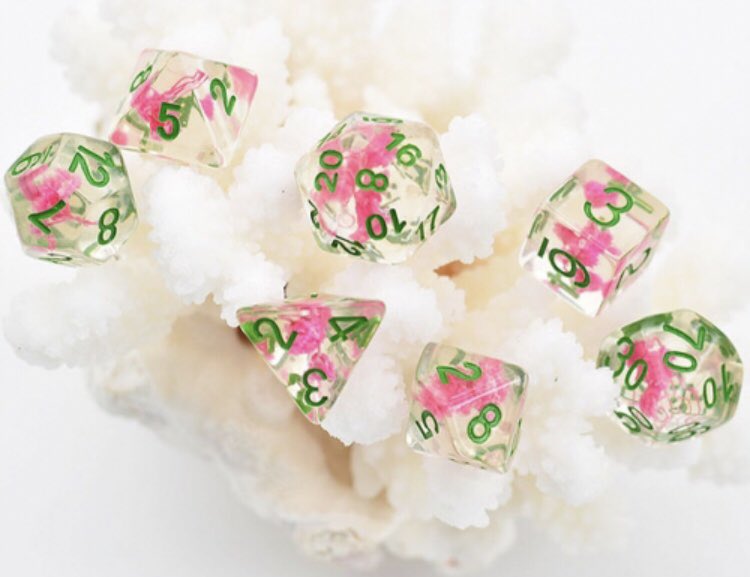 Beholders_Gaze's tweet image. We thought we wouldn’t be able to get any flower dice but we’re pleased to say we have these coming 💜💜💜 Available for pre order now at beholdersgaze.com #flowerdice #flowers #newdice #preorder #dice #beholdersgaze #smallbusiness #eyegax #happyrolling #diceporn