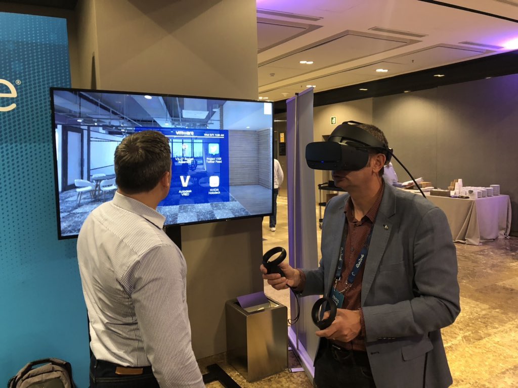 Mcopping's tweet photo. Great fun introducing @Atos senior technical folks to #SpatialComputing for the enterprise with #ProjectVXR from VMware. Thanks to @Atos and @VMware @DellEMC colleagues for the collaboration! One of my favourite things is seeing the “light bulb moment” after people try the demo! https://t.co/3iNeHdVETC