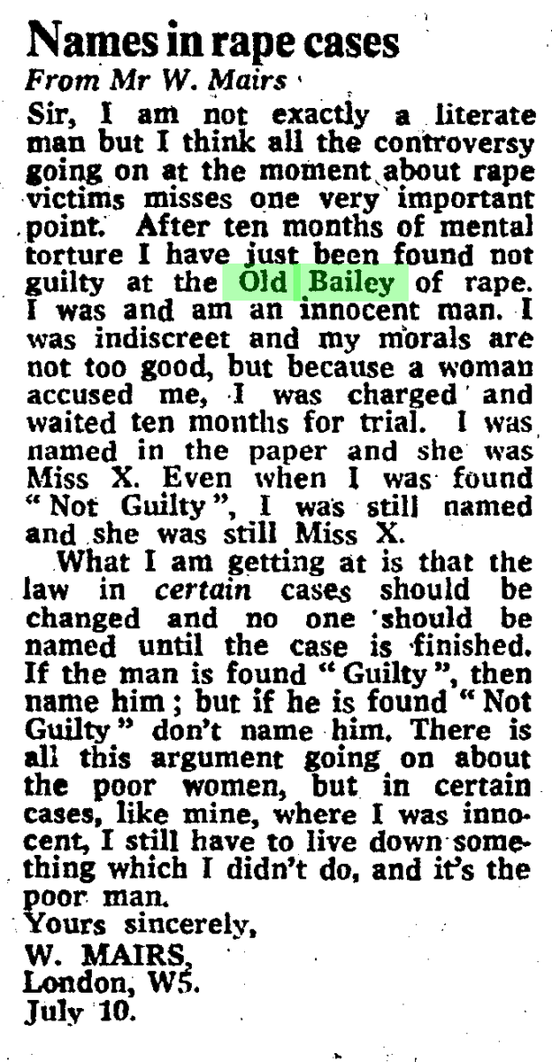 Debate on the rights of complainants and defendants to privacy before a case is proven in court. as relevant now as it was in #1975 ? #ESRCvictims #accesstojustice #crimehistory