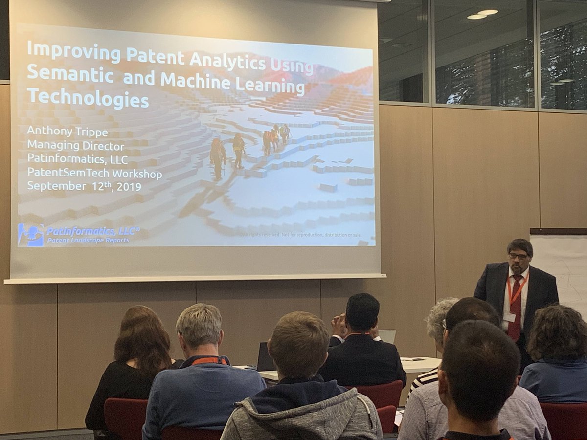 FIZKarlsruhe's tweet image. Proud to have Anthony Trippe (@atripper) at our #patentsemtech2019 workshop at @FIZKarlsruhe. #Semantics2019 #MachineLearning #ip #Patents #tdm #nlp