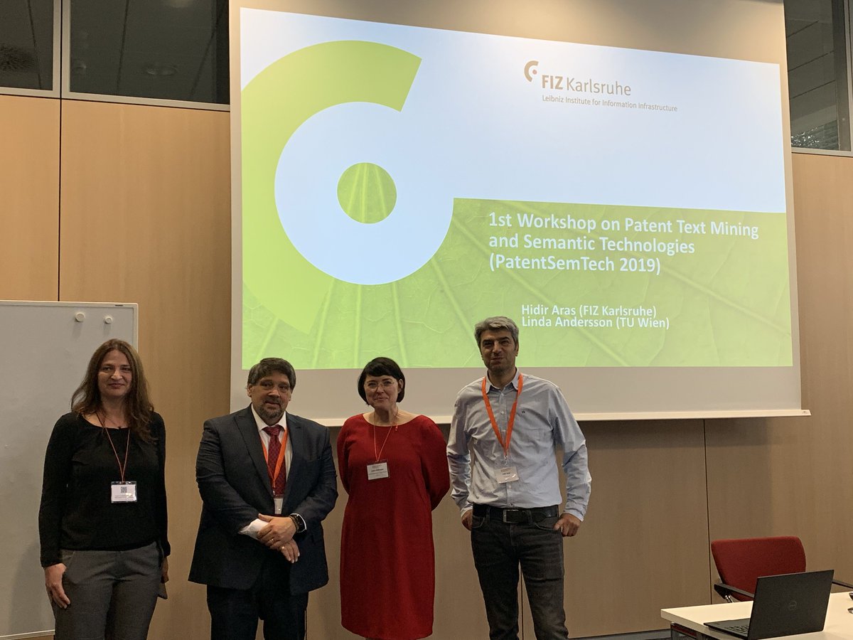 FIZKarlsruhe's tweet image. Proud to have Anthony Trippe (@atripper) at our #patentsemtech2019 workshop at @FIZKarlsruhe. #Semantics2019 #MachineLearning #ip #Patents #tdm #nlp