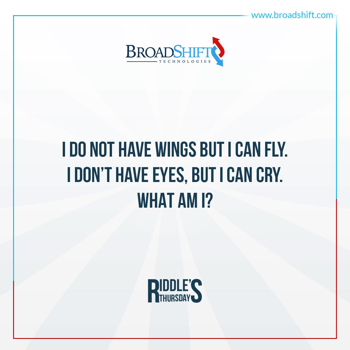 broadshift's tweet image. I don't have wings but I can fly; I don't have eyes but I can crry. What am I? #broadshift #broadshiftriddles #thursdayriddles #lagosbusiness #hustlersquare #naijawebdesigner #lagos #abuja #bbnaija #lagosnigeria #abujabusiness #nigeria #webdesigners #ja #portharcourt #design