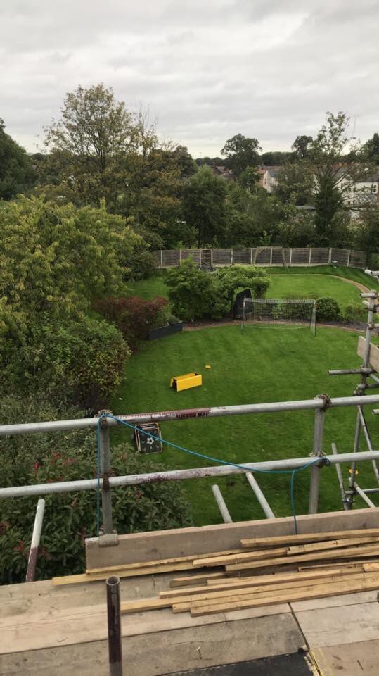 Dorma construction well under way on our latest loft conversion in #saletown . Not a bad view out of what will be the Juliet balcony as well.