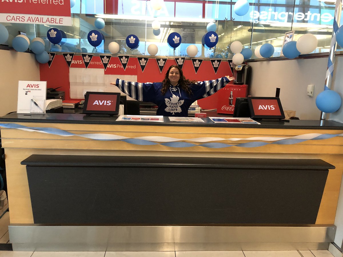 DarrellKennedy's tweet photo. Avis YYT is all ready for the Toronto Maple Leafs arrival #LeafsForever #Nfld #Growlers https://t.co/FbYA4vcDGI