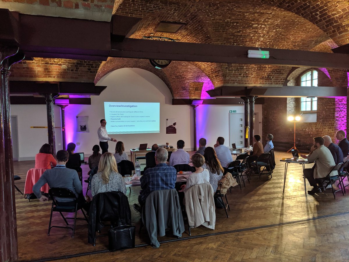 WaterstonsLtd's tweet photo. Whodunnit? 
We're solving the murder of a fictitious business owner by looking through Office 365 for clues in London today! 
#event #office365 https://t.co/YAkE14DwJP