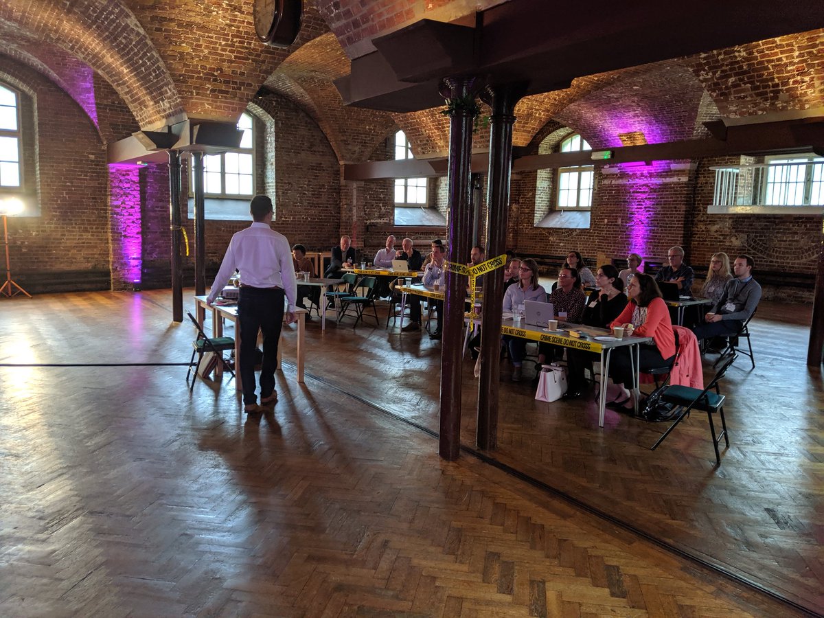 WaterstonsLtd's tweet photo. Whodunnit? 
We're solving the murder of a fictitious business owner by looking through Office 365 for clues in London today! 
#event #office365 https://t.co/YAkE14DwJP