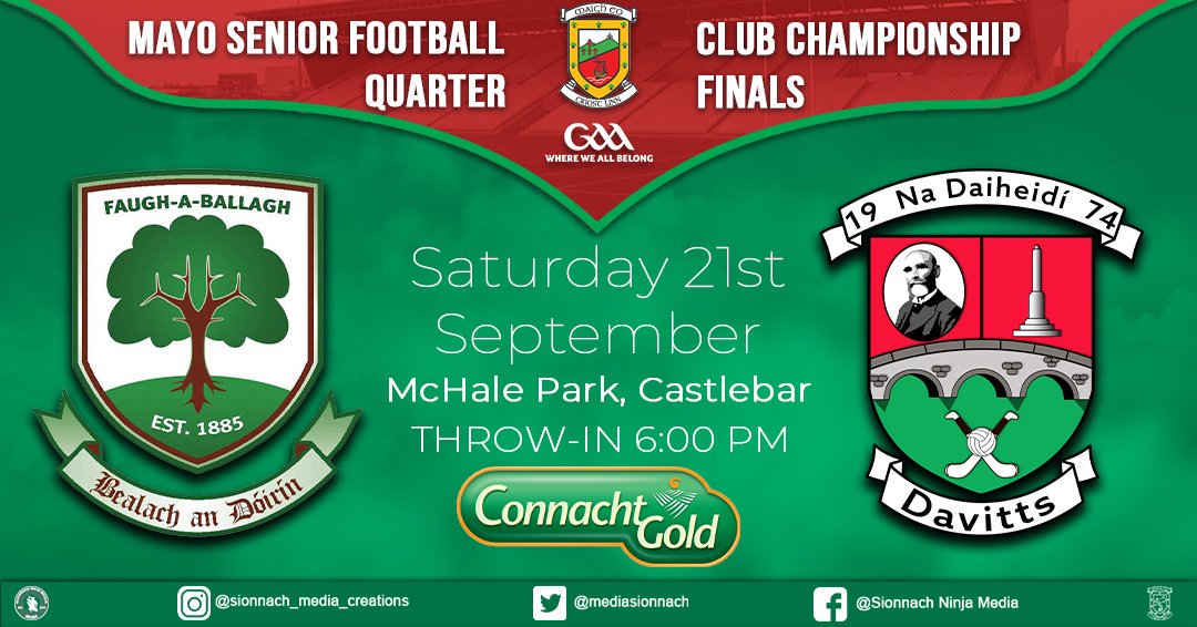 Ballagh_GAA's tweet photo. We continue our journey in the @ConnachtGold @MayoGAA Senior Football Championship with a Quarter Final against @Davitts_GAA in McHale Park clCastlebar on the 21st of September. Please come out and support the lads #BallaghGAA #MayoGAA #StillGoing #MSFC19 https://t.co/6cvAfeU2SC
