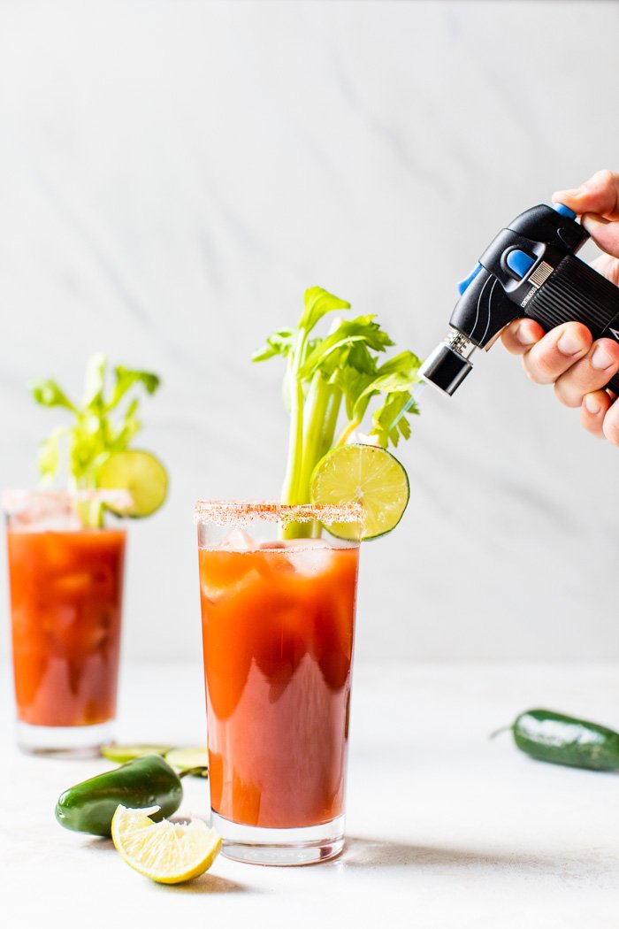 {New} #ad Skinny Bloody Mary made with my <a href="/Bernzomatic/">Bernzomatic</a> torch to perfectly caramelize the lime #TorchBearers bit.ly/2ZIbuel thealmondeater.com/skinny-bloody-…