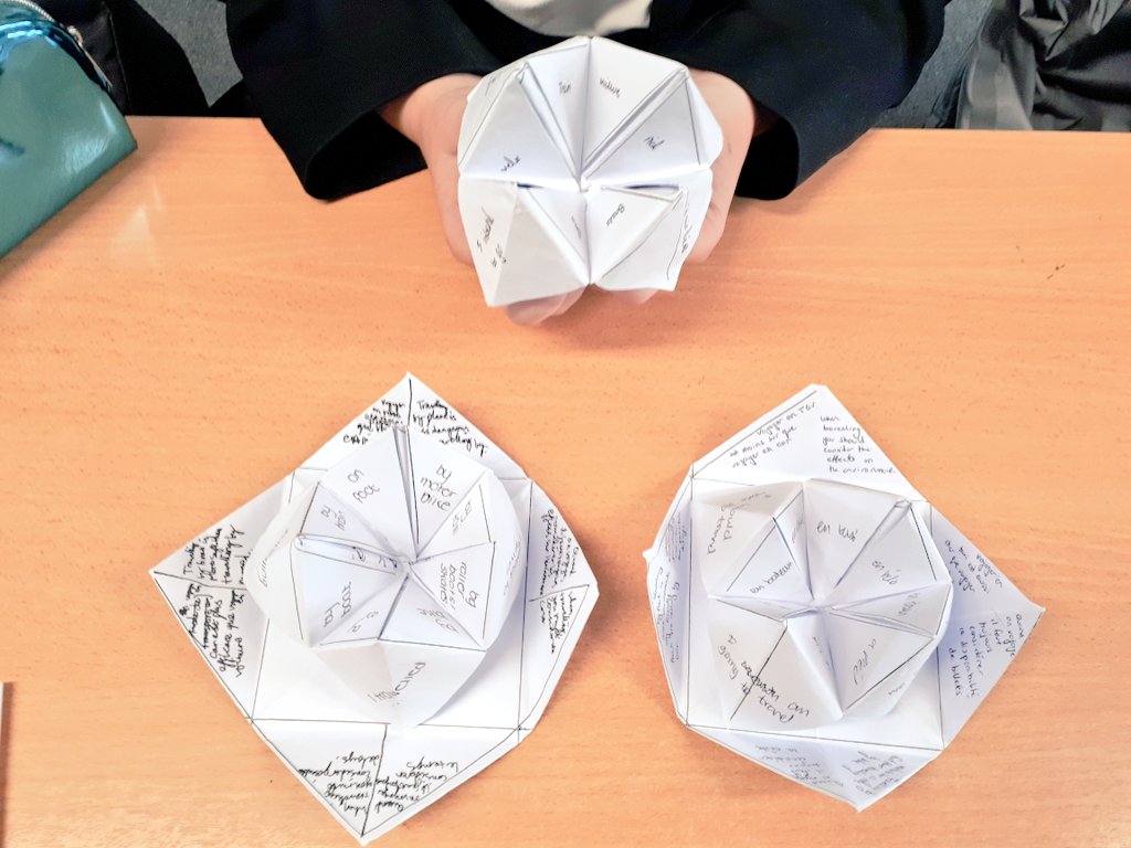 Throwback Thursday!! As in, a throwback to Year 6 for our Year 11 French class!! The creation of chatterbox to spice up the topic of "Travel and Transport"!! Beautifully modèlled by the fabulous Robyn! XxX