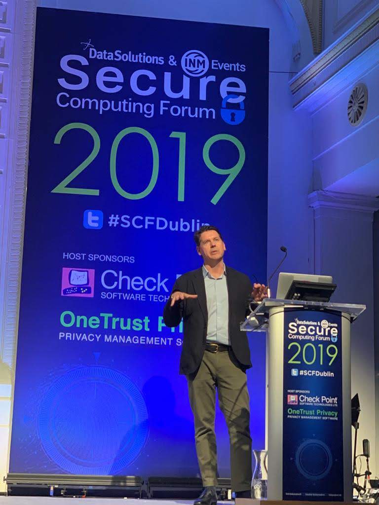 SCFDublin's tweet photo. "Emerging Threats: When Tech Collides with the Real World"... Up next is Greg Williams, Editor-in-Chief, Wired Magazine @SCFDublin @INM_ie @IEdatasolutions @GregWilliams718  #SCF #SCFD https://t.co/UzGa77QMpn
