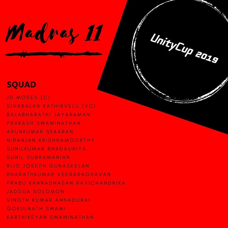 Unitycup2's tweet image. #Madras11 🔥 Squad

@ICC @CricketBelgium