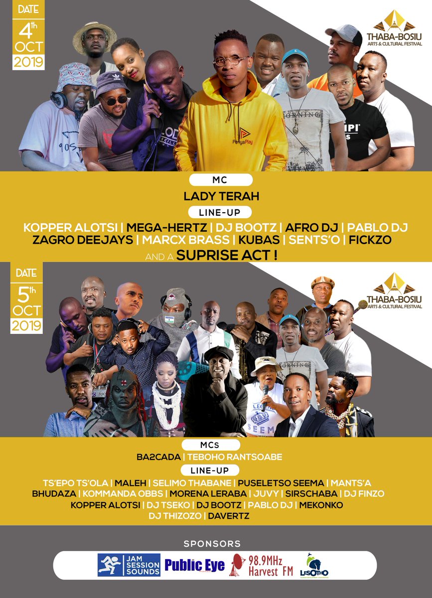 Thaba-Bosiu Arts &amp; Cultural Festival <a href="/ArtsBosiu/">Thaba Bosiu Arts & Cultural Festival</a>  , is a must attend festival in Lesotho , aiming at promoting the  Rich Culture and History of Basotho. This is a two days event , with cultural activities and entertainment by 100% Local Artists. 
#TBCVRetjena