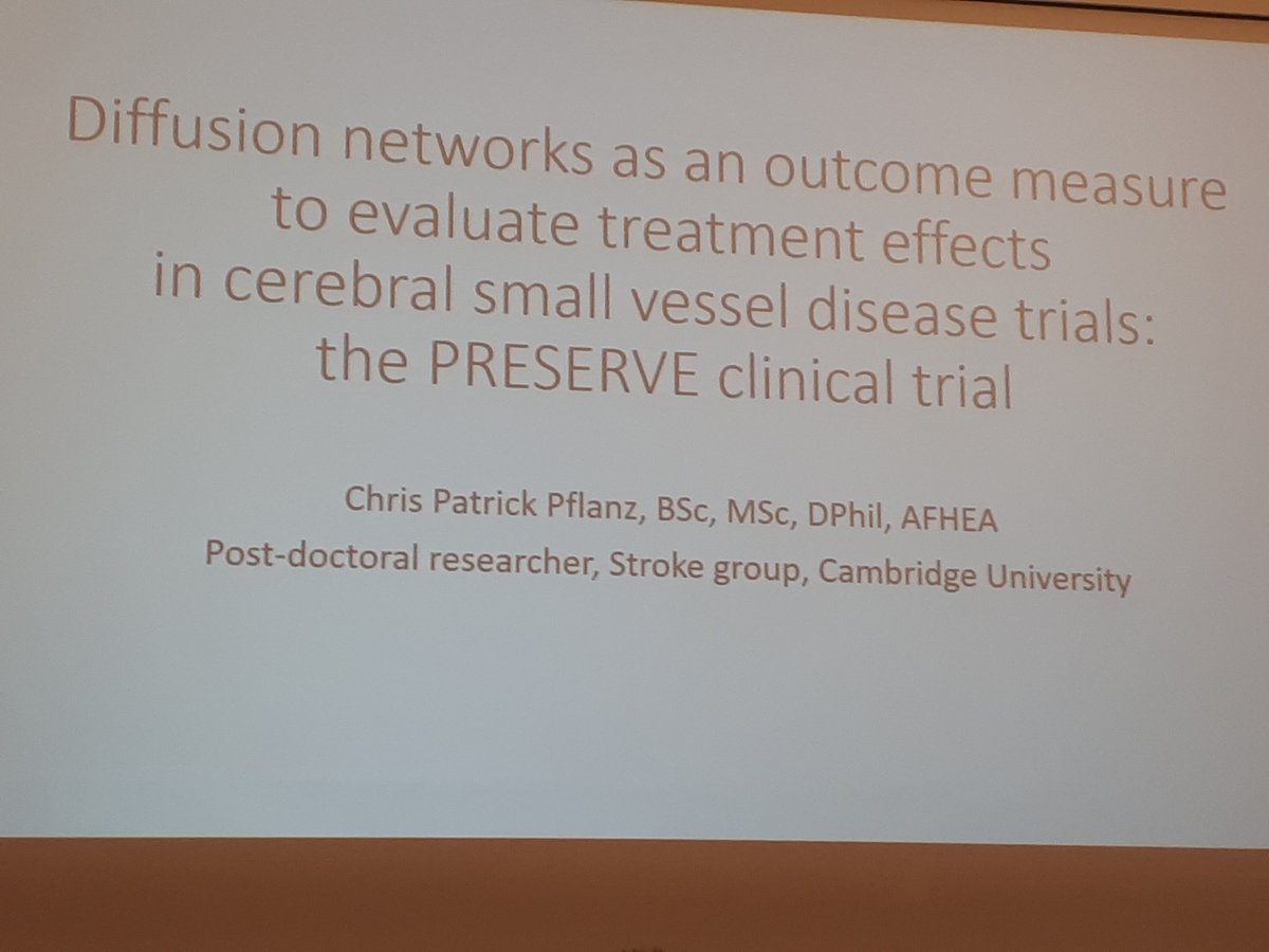 xto_p's tweet photo. Chris Patrick Pflanz @CamStroke talks on the PRESERVE clinical trial and the use of diffusion networks as an outcome measure.

#nihr #strokeresearch https://t.co/QXfa8gavaV