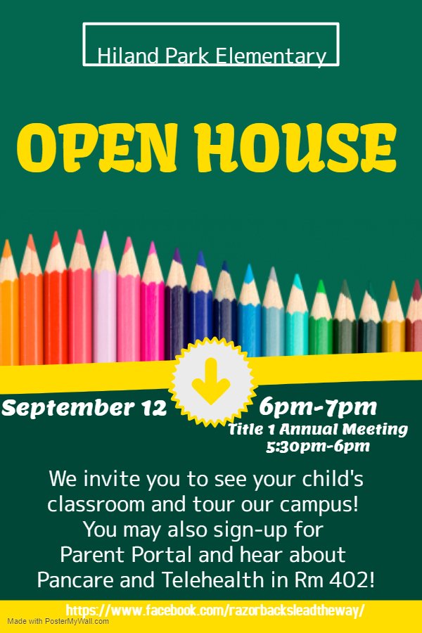 Open House is tonight! We hope to see you at the Title 1 Annual Meeting from 5:30-6:00 in the media center then Open House from 6pm-7pm! Are you coming? #BringinitbAckRazorbacks