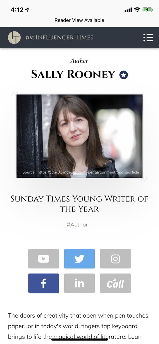 Congratulations, <a href="/sallyrooney/">Sally Rooney</a>,  on being one of our featured influencers over at the Influencer Times. We wish you a wonderful day, &amp; we're happy to have you in our archive of influential individuals. 

Have you read Sally's book "Normal People"? 

buff.ly/2MmoOA5