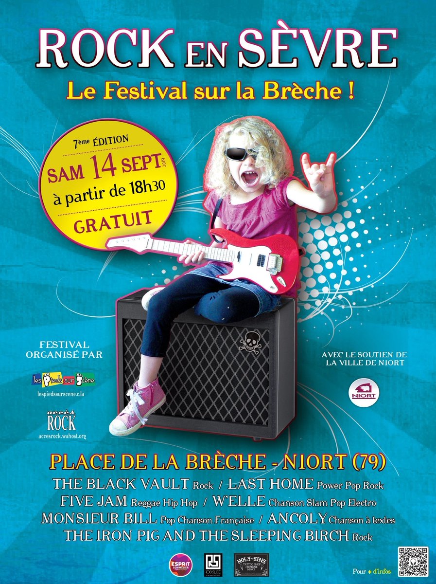 30° annoncé samedi, prévoyez la crème solaire nous on s'occupe du rafraîchissement 😎. Rock en Sèvre revient sur la Brèche : 2 scènes, 7 groupes, du son non stop de 18h30 à minuit et c'est gratuit 😀 #Niort