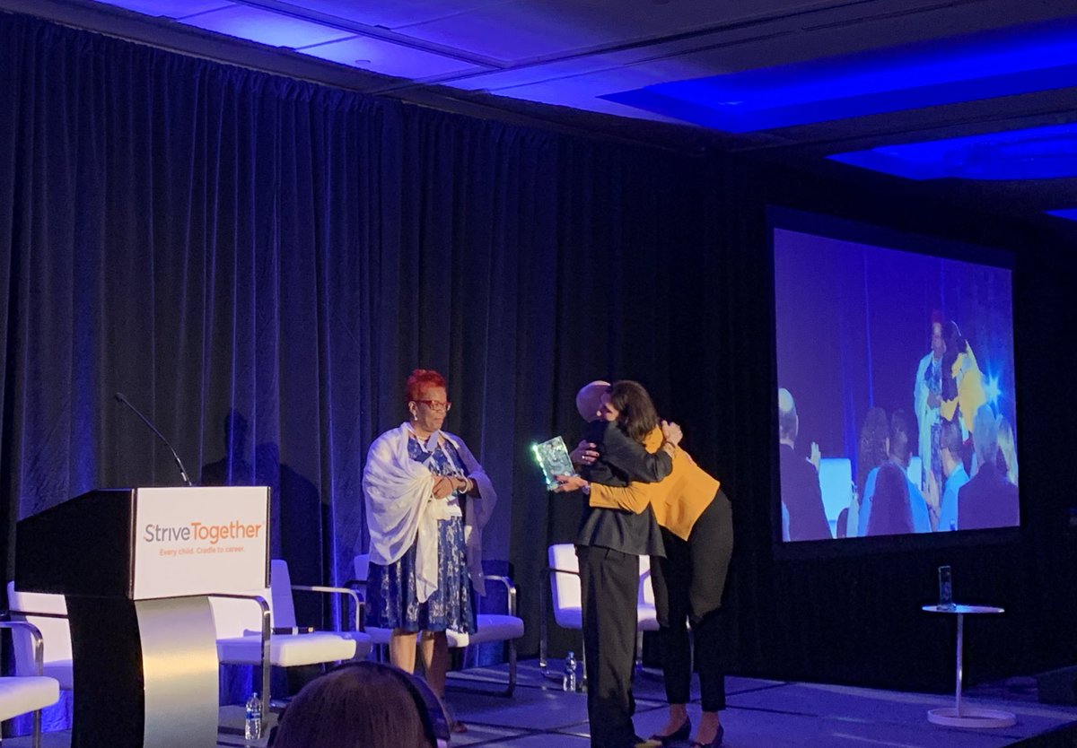 CincyBridget's tweet photo. Is there anything better than women supporting women? @JenBlatz and Danae Davis celebrating the amazing accomplishments of Susan Dawson from @E3Alliance. This is why I know we are #unstoppableC2C @StriveTogether https://t.co/Ni24m616hD