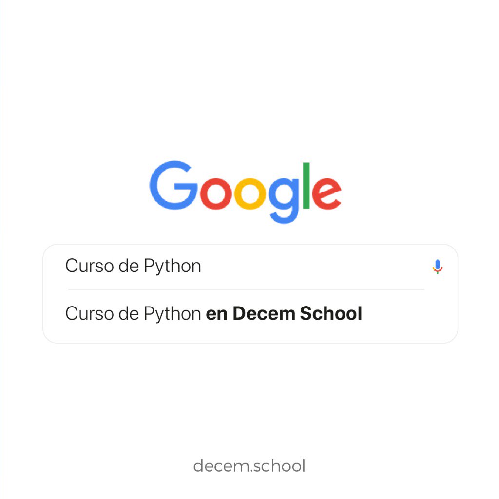 ¿Curso de Python? Mejor en Decem 😉⁣
⁣
Aprende los conceptos básicos de programación con Python. ¡Apúntate!

👉 mtr.cool/sbkkovdkhz