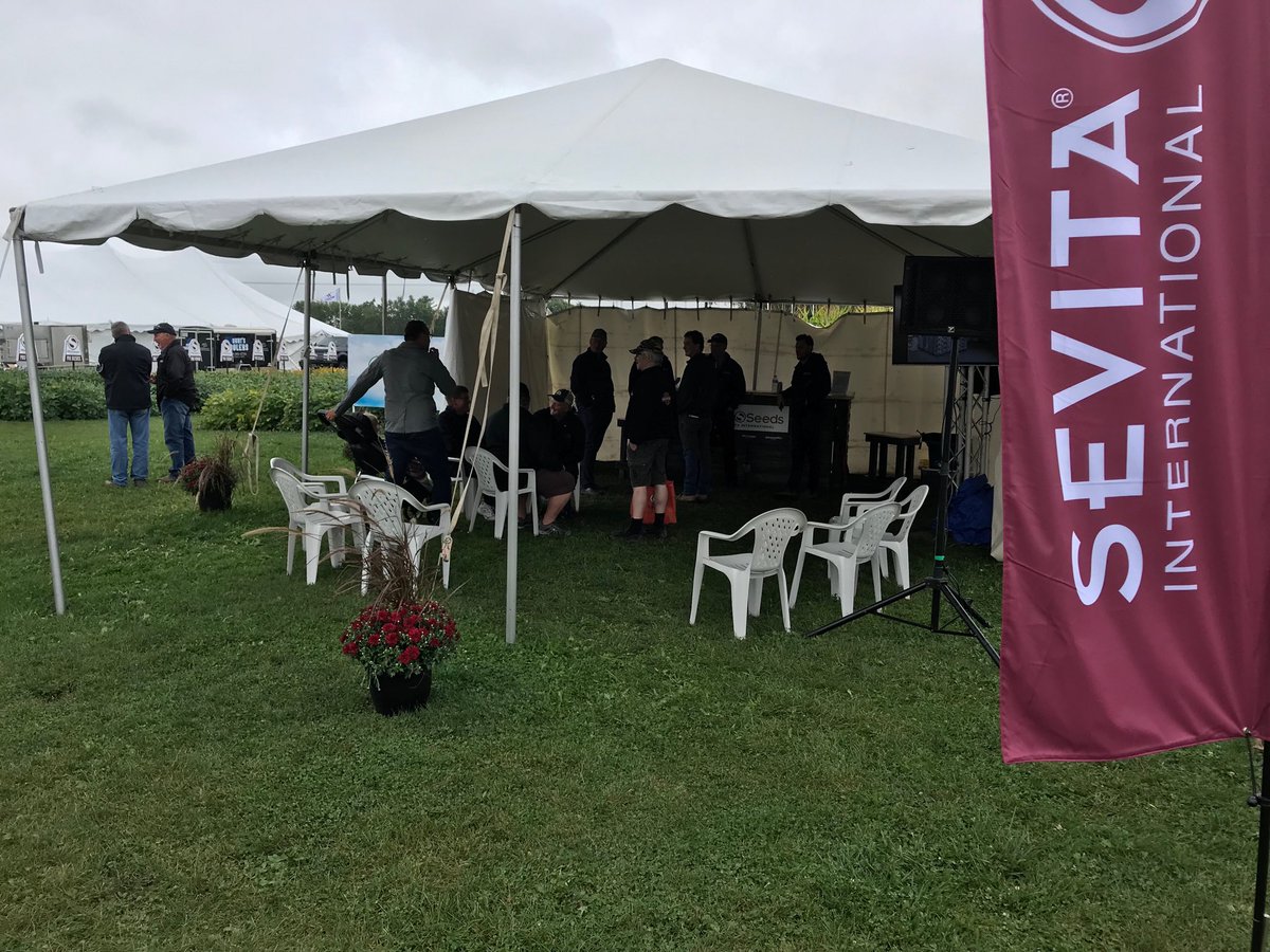 Sevita_Int's tweet photo. In spite of a bit of rain it’s been a great day at the outdoor farm show 2019! Drop by and say hi to our #PROseeds team #COFS19 https://t.co/F9pBYQJYSg