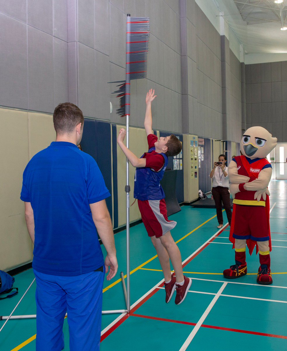 IAAFDoha2019's tweet photo. In celebration of the upcoming #IAAFDOHA2019, our national airline partner @qatarairways in collaboration with Aspire Academy held sports activities engaging the students of @OryxSchool in the talent Identification program! #AimBeyond #FollowFalah https://t.co/24QLkQdYYO