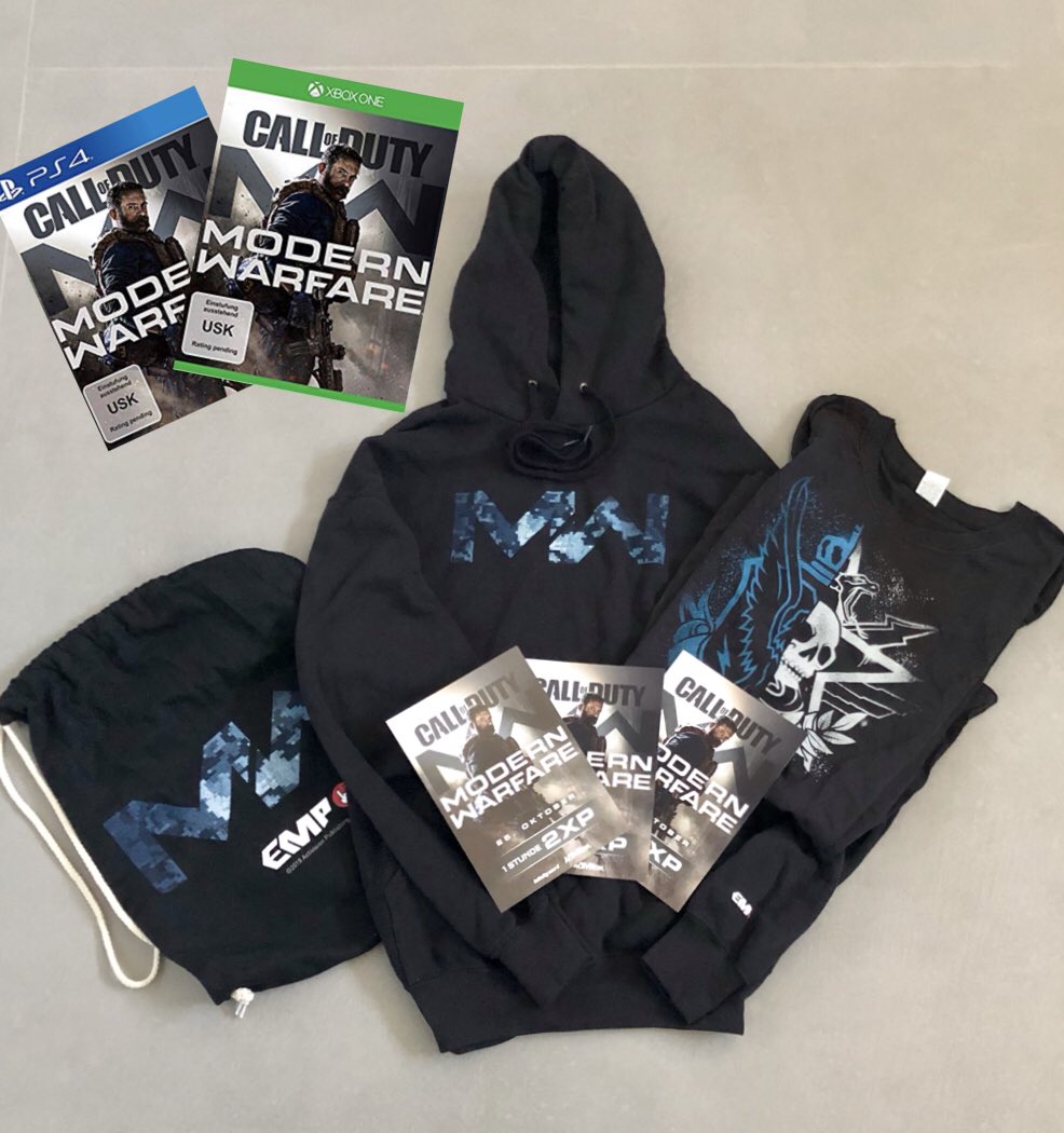 ++ GIVEAWAY ++ 

Zum Start der Modern Warfare BETA verlose ich ein MW Paket !

Es gibt einen Gewinner der folgendes gewinnt 

- MW Hoddie
- MW Shirt
- MW Bag
- MW Spiel PS / Xbox
- 3h ingame 2XP

🍀 Follow + RT 🍀

Giveaway geht bis zum 20.10.2019

Viel Glück 🍀

#ModernWarfare