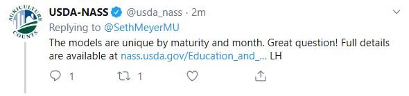 SethMeyerMU's tweet photo. So when folks ask 'how does @usda_nass' factor in a freeze for #corn and #soybeans? This...... https://t.co/5NjyHMeEvV
