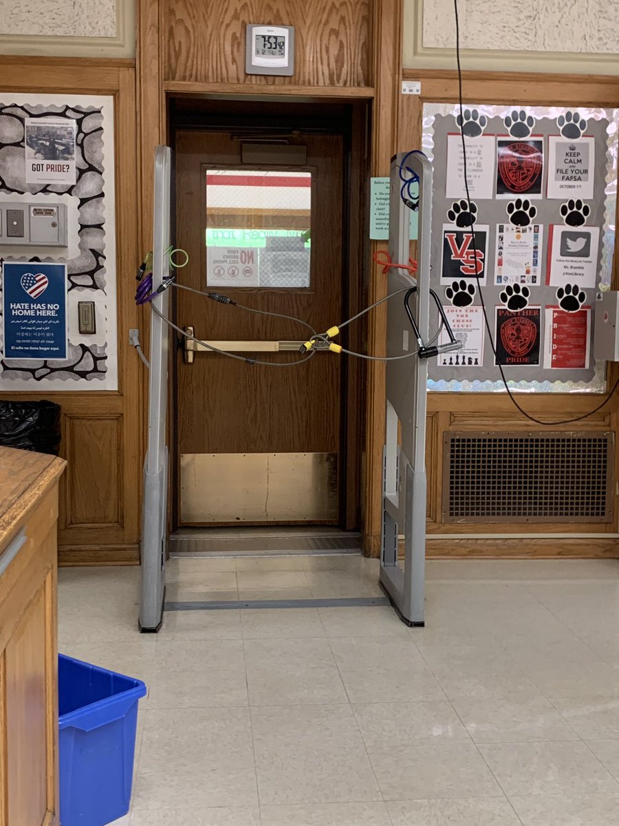 PatrickReget's tweet photo. Open the resources to open the gate! Our 1st period students are working in teams to complete an escape room by researching the various digital and print resources we provide to all of our Von Stars. @VonSteubenMSC https://t.co/q6hAa6mp8o