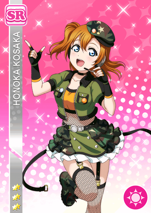 day 59: im sorry i have messed up this thread so much, plz forgive me honoka ;;;;anyway, i dont care much for military/camo theme, but ofc honoka looks so cute <3 give her a g*n like in sifac omg