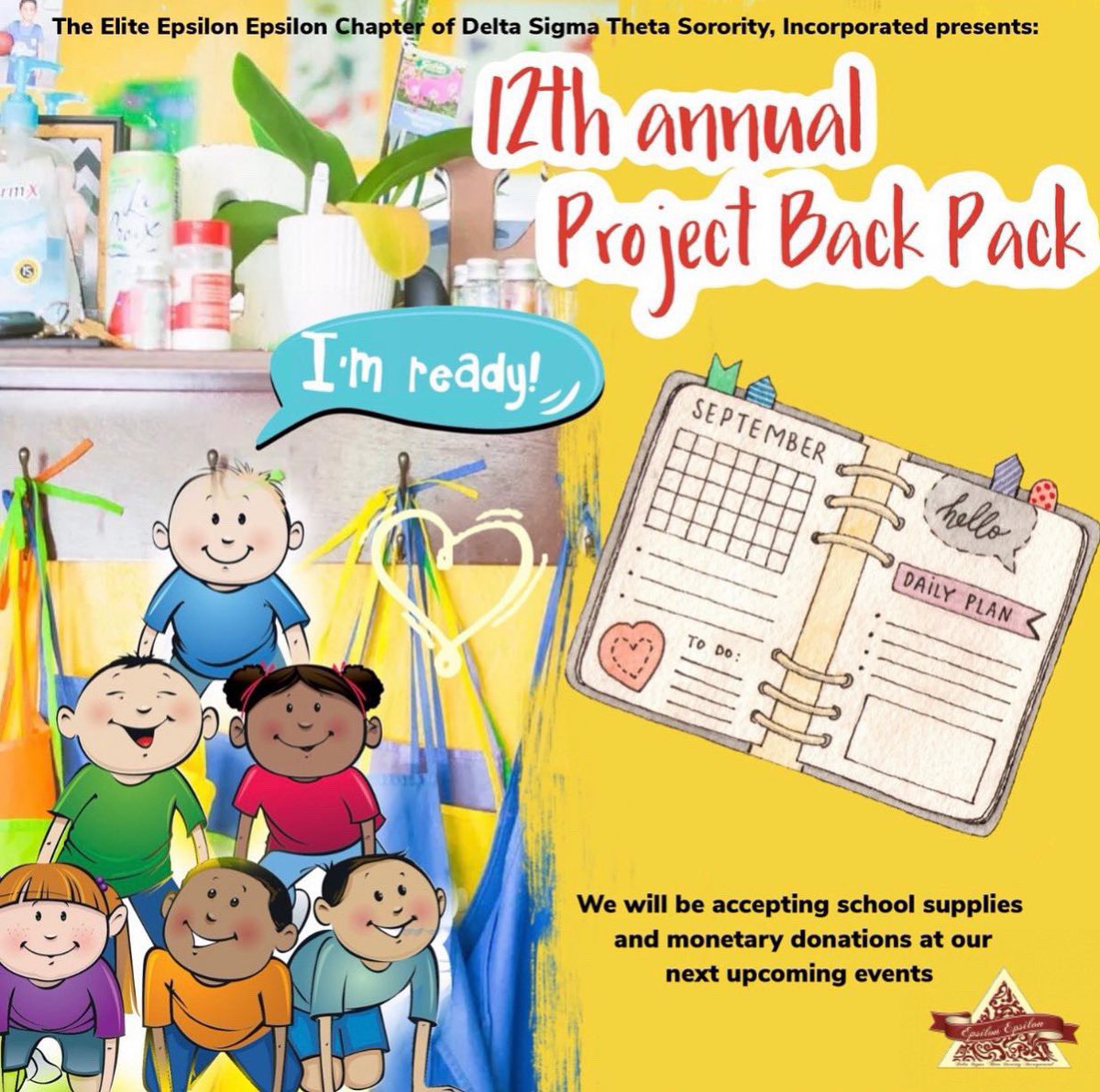 DSTEE1913's tweet photo. It’s that time of year again! 
We will begin accepting donations for Project Backpack tonight at our planning event! We are accepting all backpacks and school supplies as well as monetary donations. 🎒✏️📒💸💰 https://t.co/SrTweWawP1