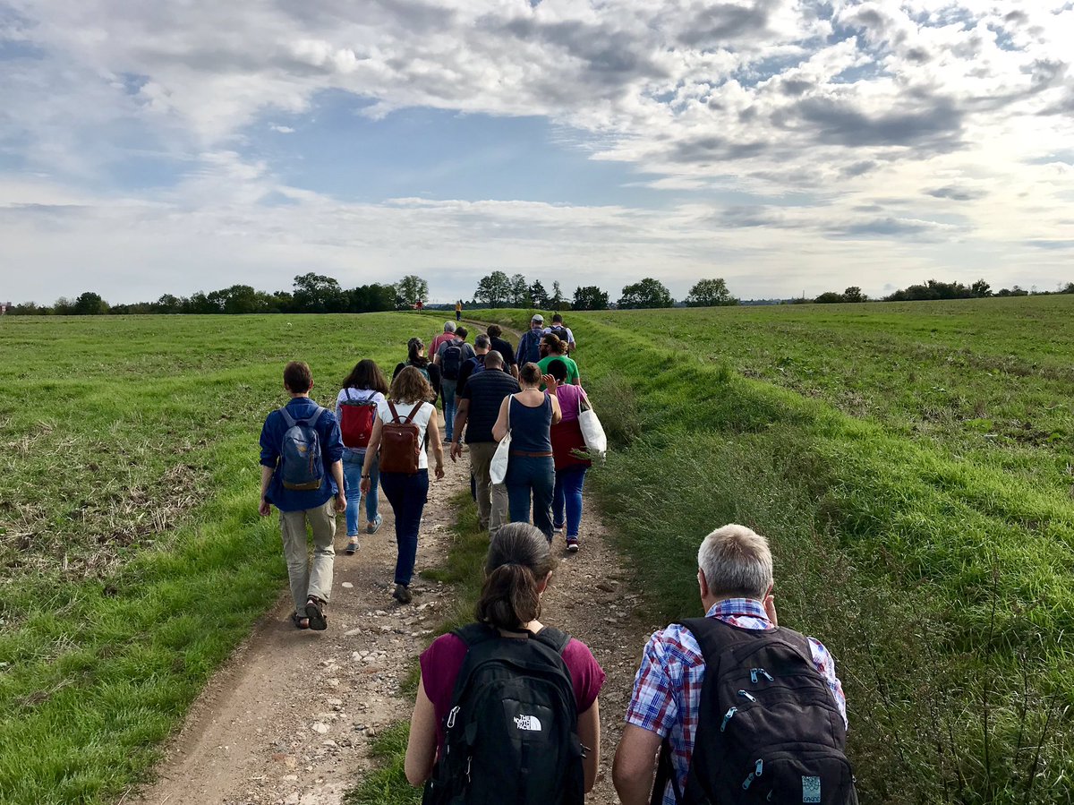 GoodenBen's tweet photo. Lovely afternoon of storytelling, botanising, stretching the legs during #emapi2019 ... great company @JaneCatford https://t.co/u7G2D2NO41