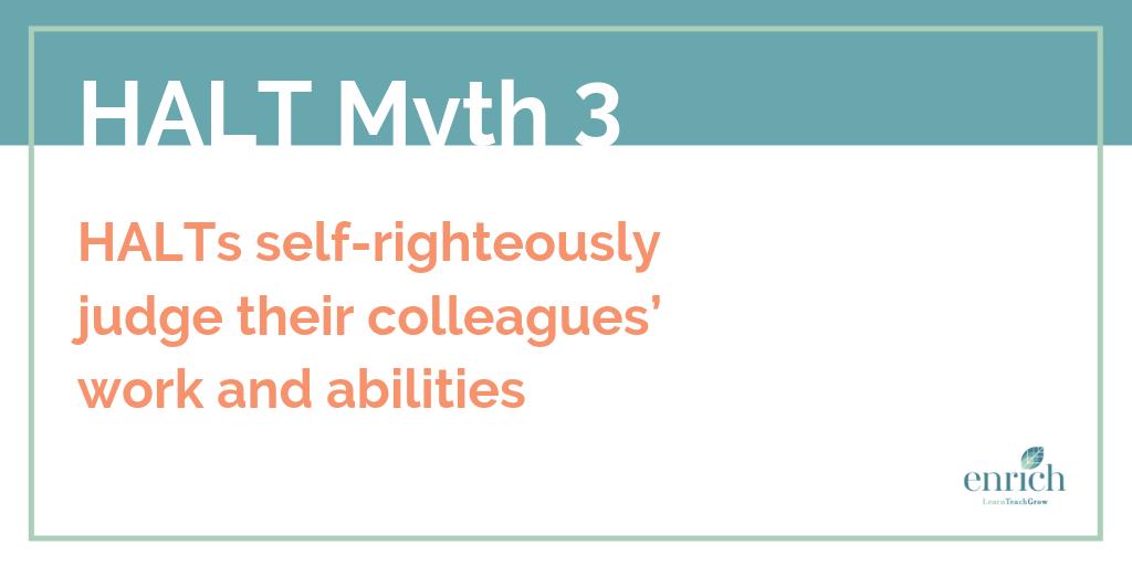 nadene_kennedy_'s tweet image. HALT Myth 3: HALTs self-righteously judge their colleagues’ work and abilities. Read more - qoo.ly/znb3h

#ozed #teachersaccreditation #ausedchat