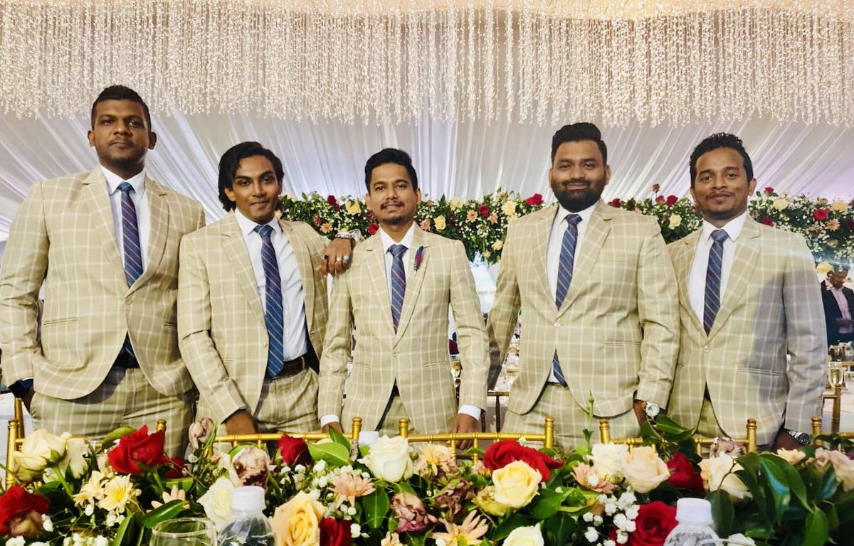 VoicePrint_Band's tweet photo. All groomed and set for the big night! Congratulations to the newly weds! @RajapaksaNamal 
.
.
#voiceprint #voiceprintweddings #dancebands #dapperstyle https://t.co/JmD4B9sAaY