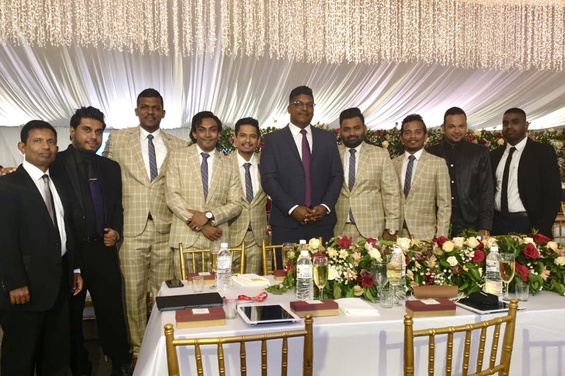 VoicePrint_Band's tweet photo. All groomed and set for the big night! Congratulations to the newly weds! @RajapaksaNamal 
.
.
#voiceprint #voiceprintweddings #dancebands #dapperstyle https://t.co/JmD4B9sAaY