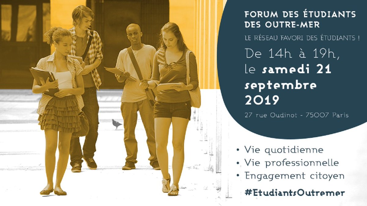 Si tu es étudiant, ultramarin, et que tu viens d'arriver dans l'hexagone, nous te donnons rendez-vous au Forum des #EtudiantsOutremer :
🗓Le 21 septembre de 14h à 19h
📍Ministère des #outremer
➕de 60 entreprises, institutions et associations !
➕d'infos : bit.ly/2lHiXfr