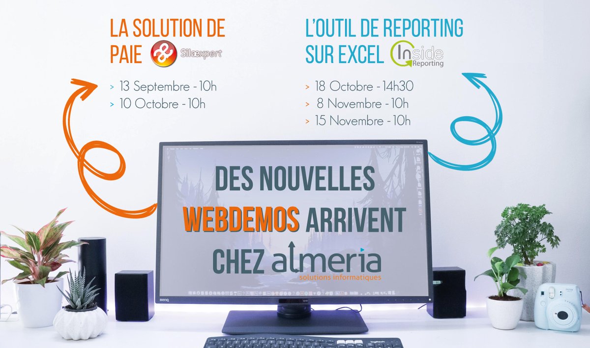 ** WEBDEMOS A VENIR **

Almeria vous propose de nouvelles Webdemos pour découvrir notre solution paie #SILAE Expert et notre outil de reporting #INSIDE.

N'hésitez pas à vous inscrire ! Pour plus d'informations suivez ce lien ⏩ urlz.fr/avZX