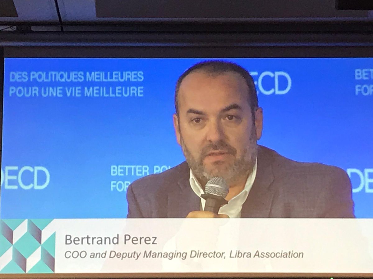 Much awaited session w/ B. Perez (Libra Association). As expected, Libra focuses on compliance (AML, data protection), autorisation required from FINMA (as a payment system provider), potential impact on financial inclusion 1/n #oecdblockchain #libra