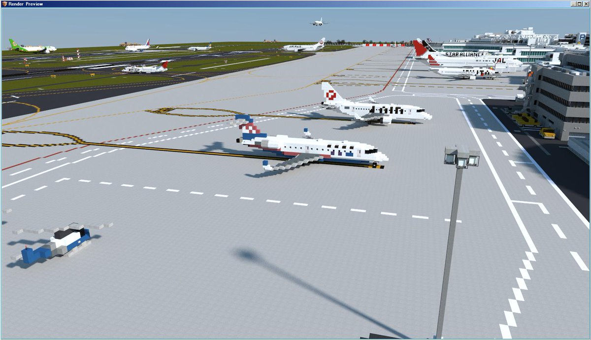 空港好きのﾏｲﾝｸﾗﾌﾀｰ 羽田空港制作中 على تويتر アンケート投票たくさんいただきましてありがとうございます アンケート結果を基にセーブデータ公開について決めたいと思います 会計ソフト屋さんが飛ばすcrj機っぽいのを作ってみました カラーブロックに階段やハーフ