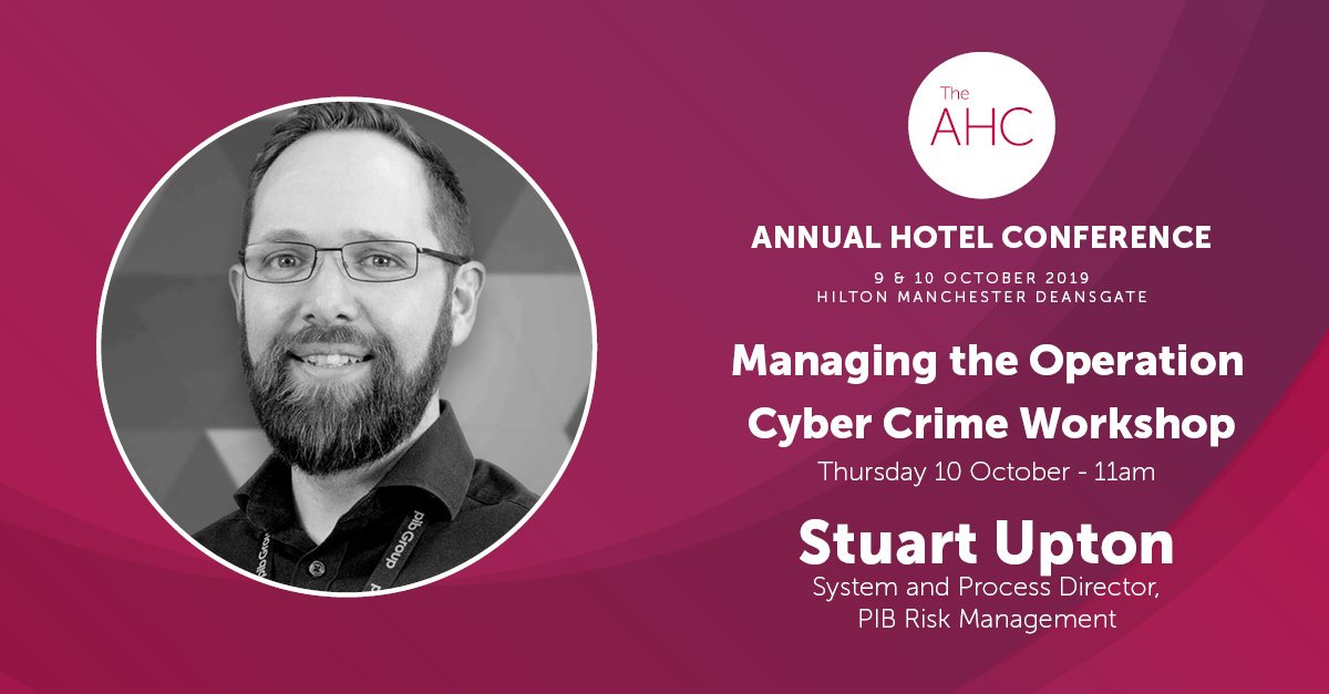 Stuart Upton from @PIB_Insurance in association with @CookeandMason will be delivering an informative #cybercrime workshop during #AHC2019 on the 9/10th Oct at the @HiltonMCR. More info on this session here: sched.co/LUPB and event website is theahc.co.uk
