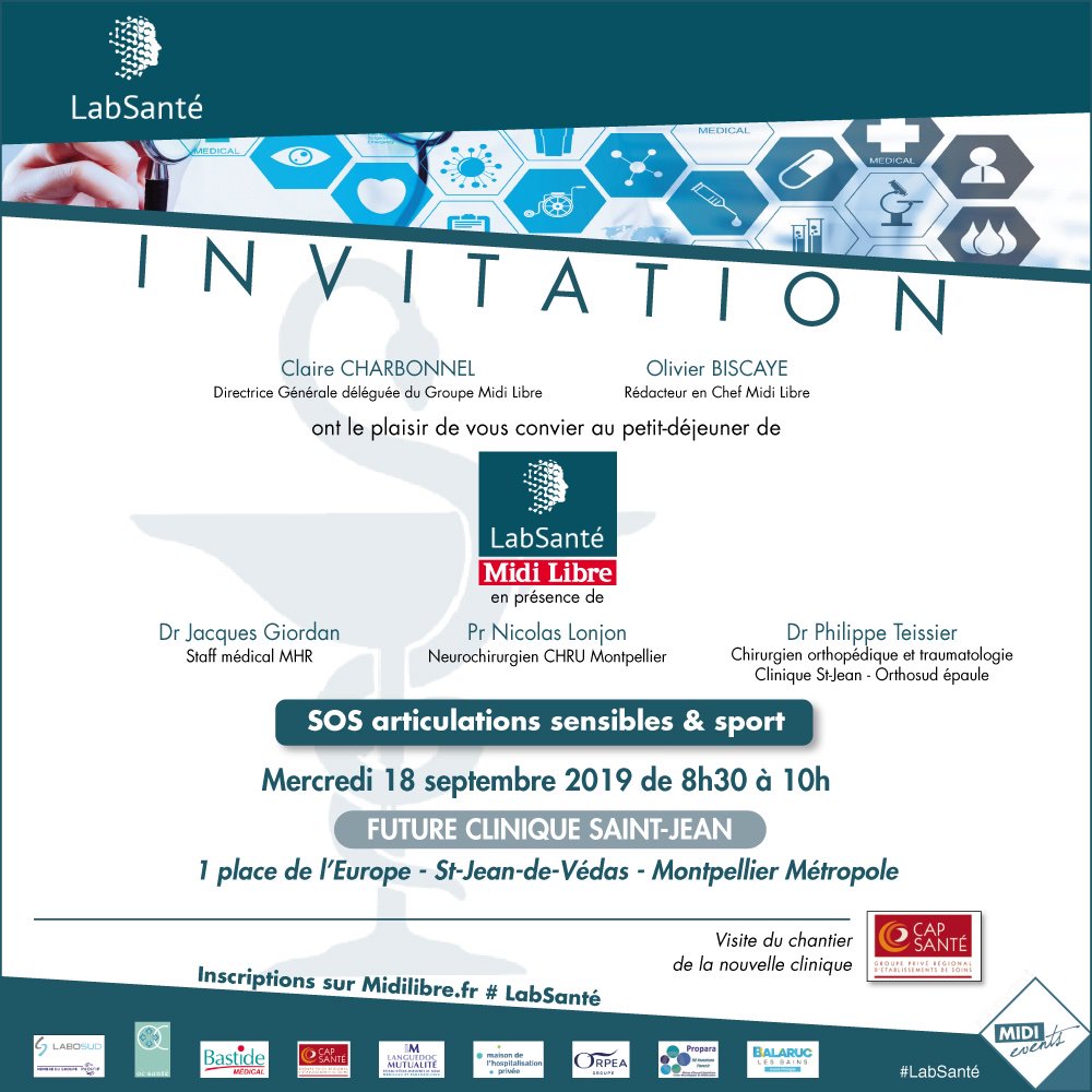 [LE LAB SANTÉ &amp; LE GROUPE CAP SANTÉ VOUS INVITENT] La santé nous concerne tous ! 👩‍🔬🤗 Retrouvons nous, dans un cadre convivial le 18 septembre 2019 à 8h30 pour un petit-déjeuner au sein de la future <a href="/Clinique_StJean/">Clinique Saint-Jean</a> . Un programme des plus attrayant : bit.ly/2kGm6vR