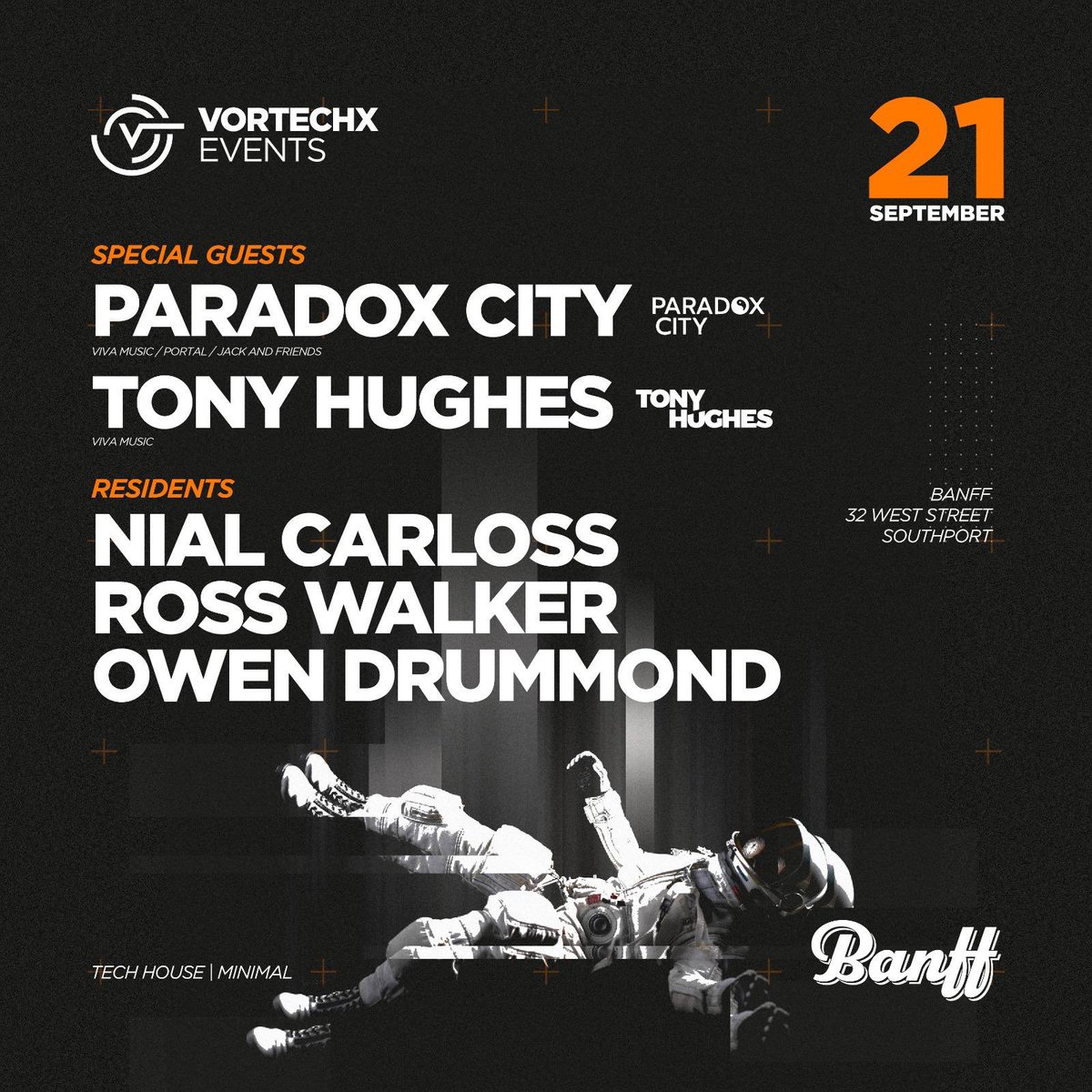 Big one inbound, <a href="/vortechxevents/">Vortechx Events</a> returns to <a href="/BanffSouthport/">BANFF SOUTHPORT</a> on Sat 21st September. 👽 See you in Space 👽
#paradoxcitymusic #tonyhughesmusic #techno #techhouse #minimal #southportevents #Liverpool #ormskirk