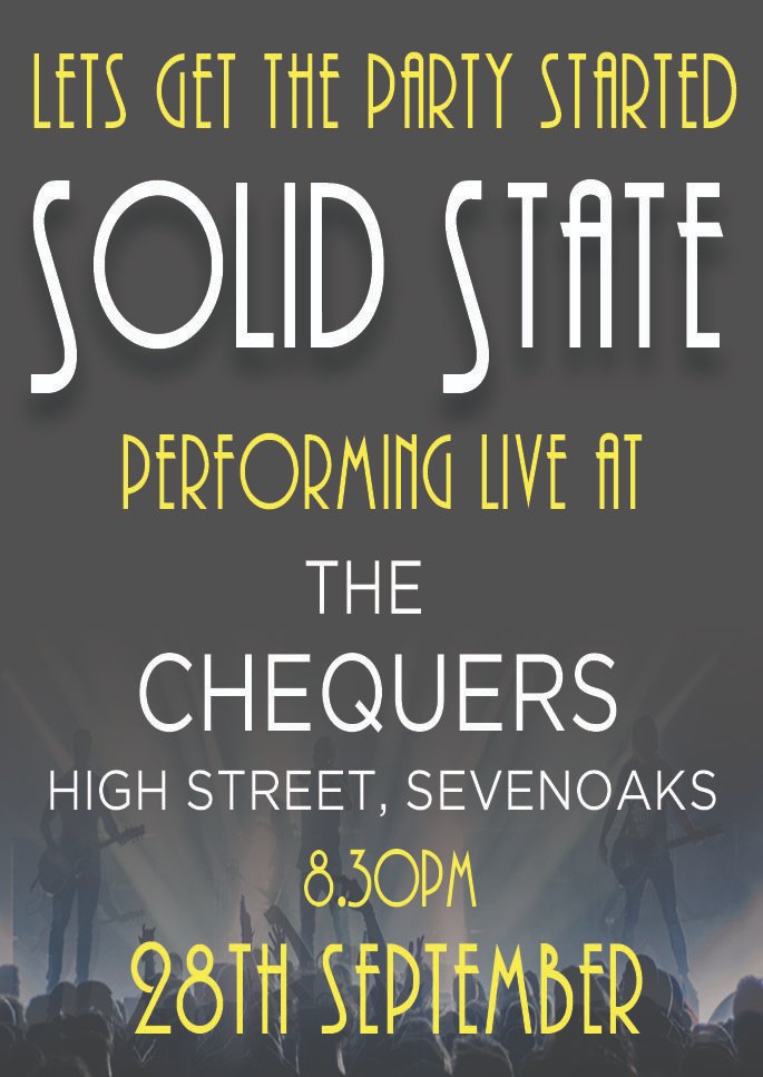 solidstatebnd's tweet image. SolidState back by popular demand! 28th September @ChequersPub  The Chequers, High St, Sevenoaks. #party #livemusic #sevenoaks #dancing #liveband