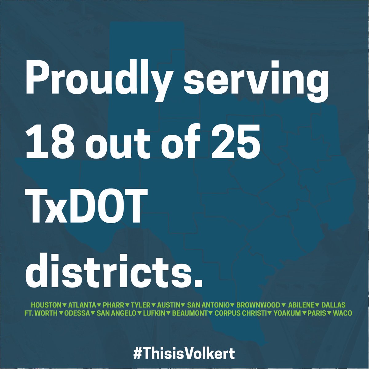 volkertinc's tweet photo. Volkert's Texas Region is proud to serve 18 of the 25 Texas Department of Transportation districts. #ThisisVolkert #TexasEngineering https://t.co/V4ebhV7FnI
